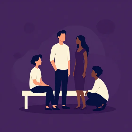 Three people standing together
