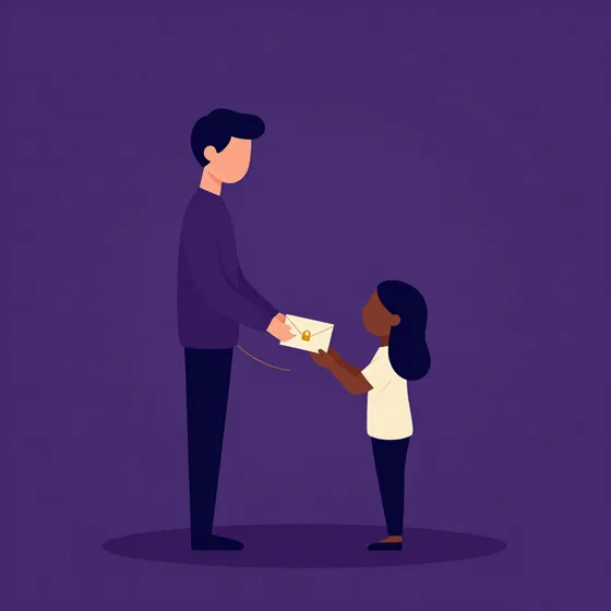 Two people passing a sealed envelope between them